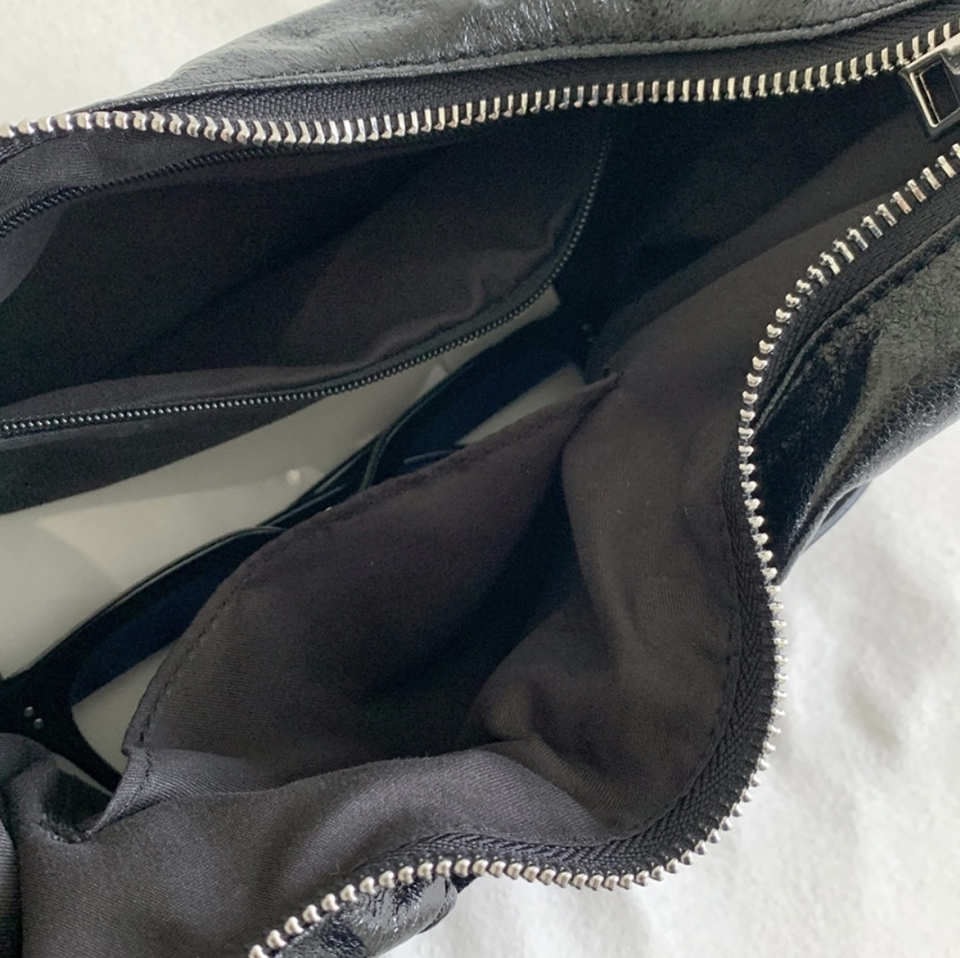 Ditto Cross Silver Denim Shirred Shoulder Bag
