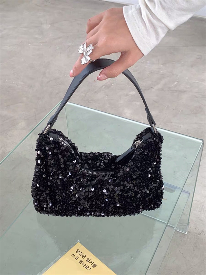 Sequin Zipper Mini Shoulder Bag (3 colors)
