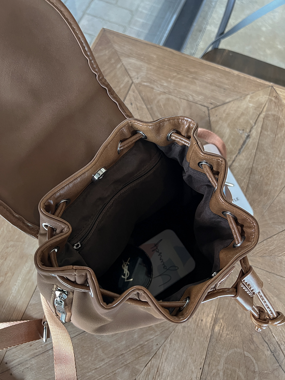 Suede Sheepskin Leather Mini Bucket Bag/Backpack
