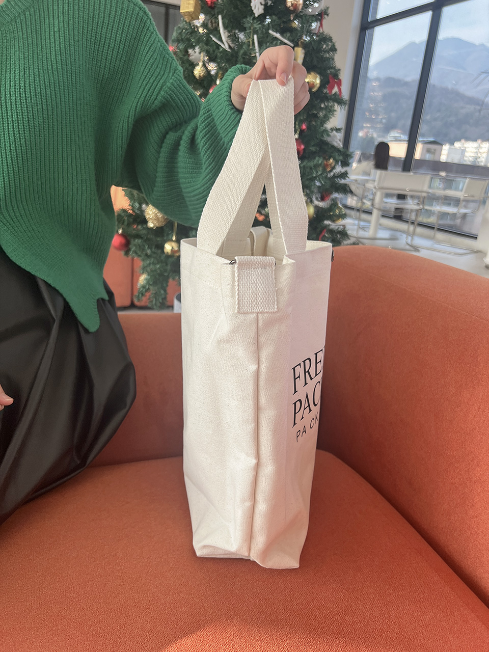 Lettering Big Cross Canvas Bag