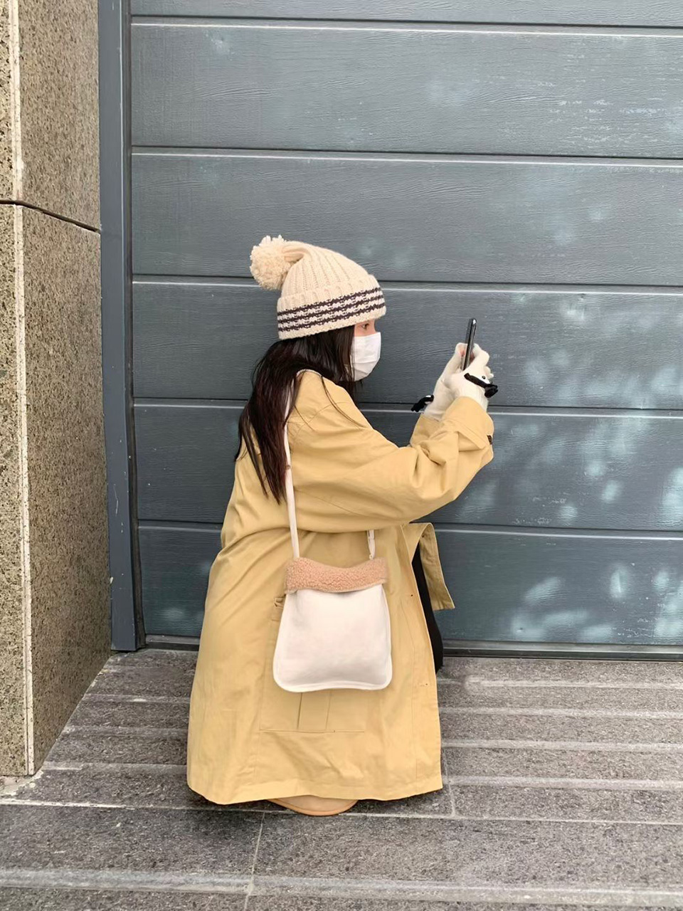 Fluffy fur suede mini bag