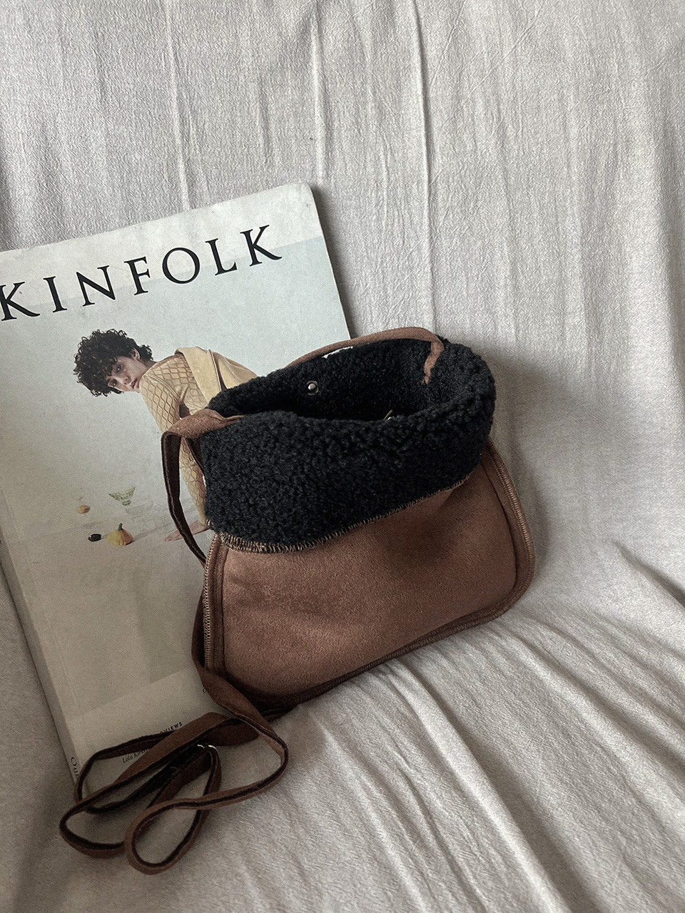 Sheepskin Boa Suede Mini Shoulder Bag