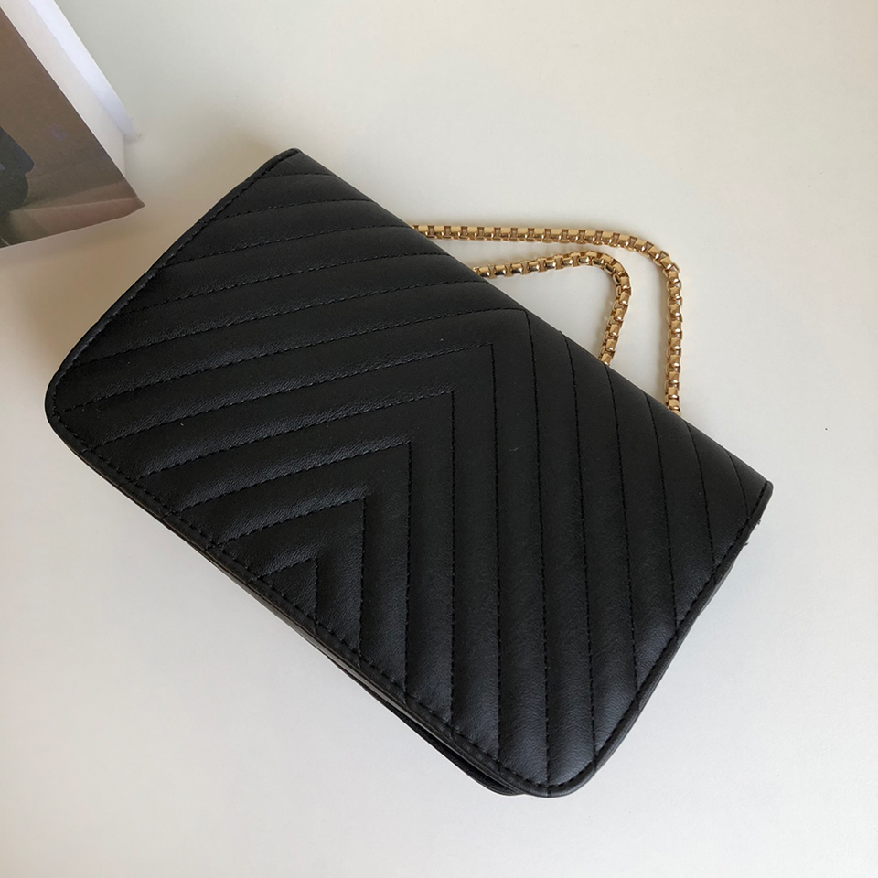 V-Quilted Mini Square Chain Bag