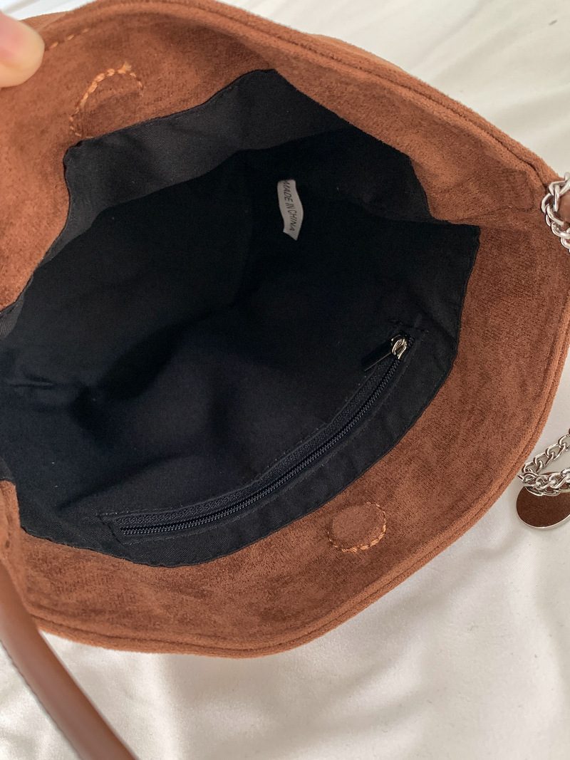 Suede Chain Mini Shoulder Bucket Bag