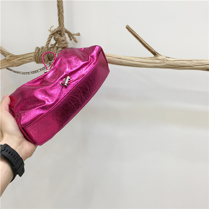 Monroe Cross Shirring Silver Mini Chain Bag