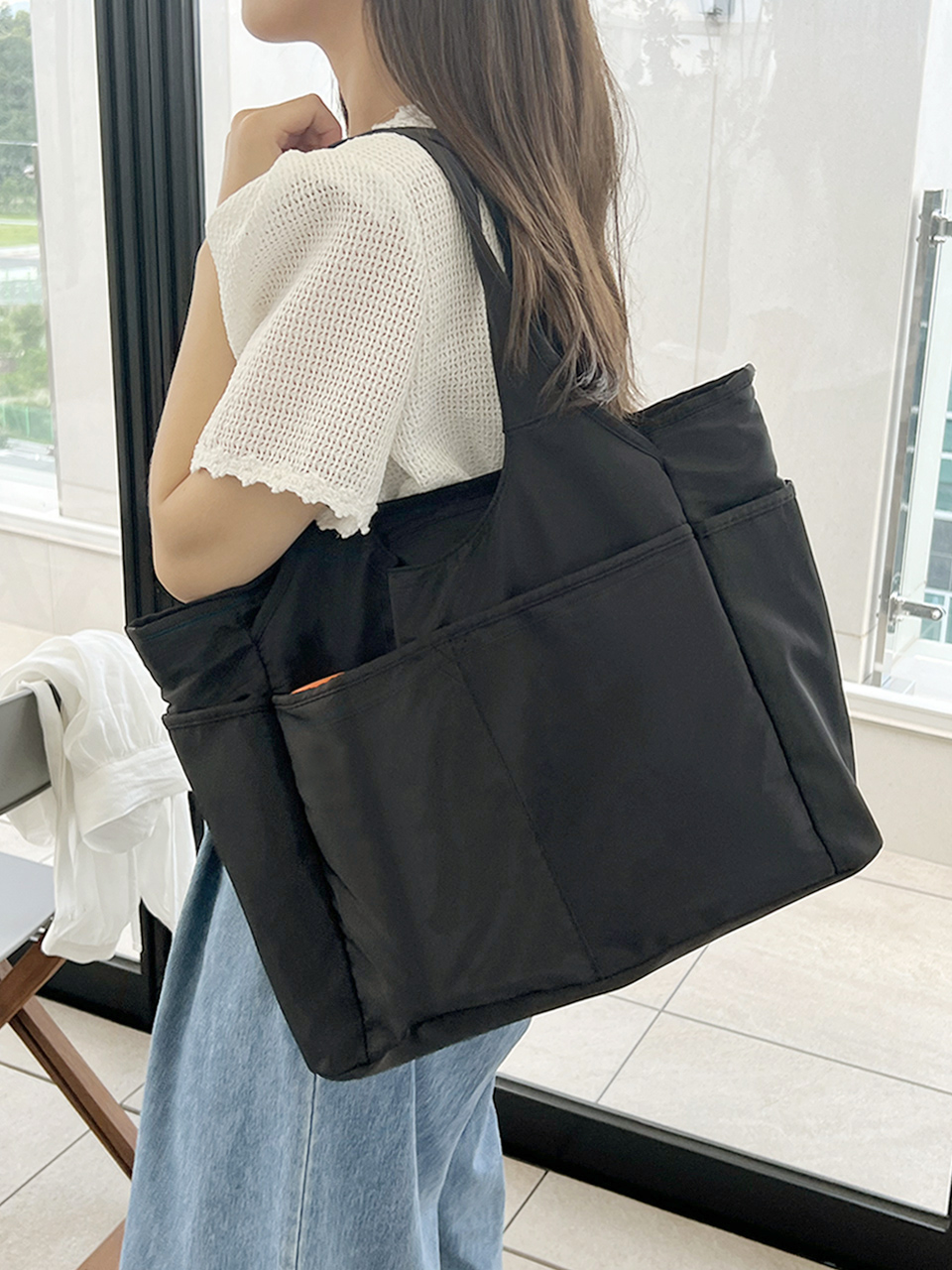[Waterproof] Zipper Big Shoulder Bag