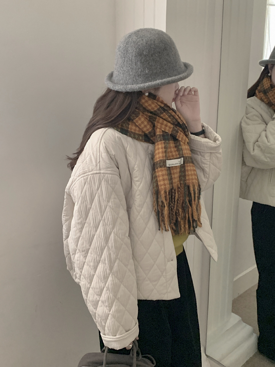 Checked Classic Knit Scarf