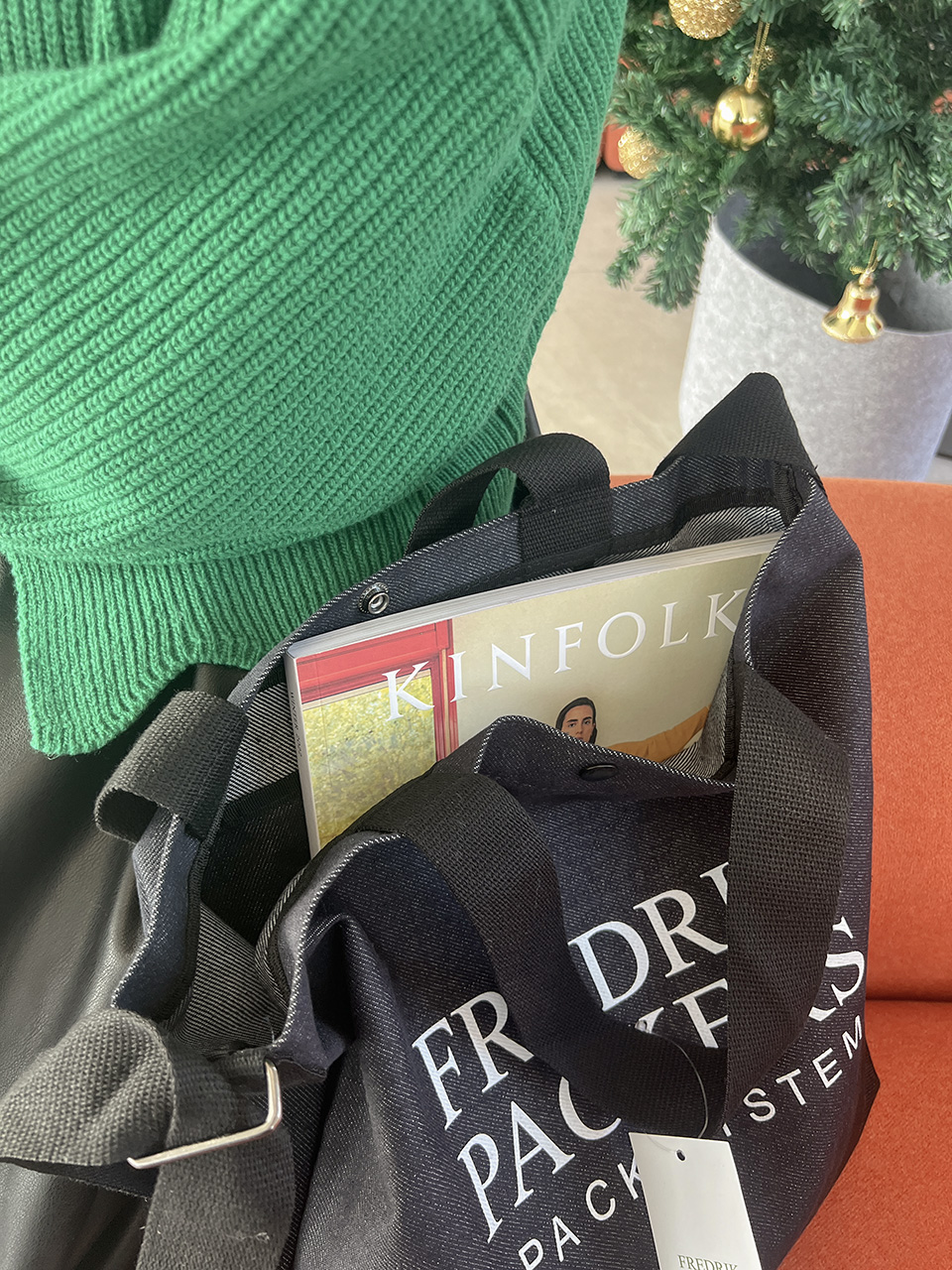Denim Lettering Big Cross Canvas Bag
