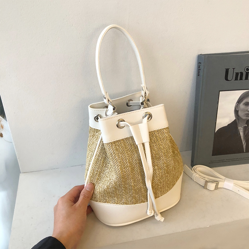 Rattan Mini 2-Way Bucket Bag