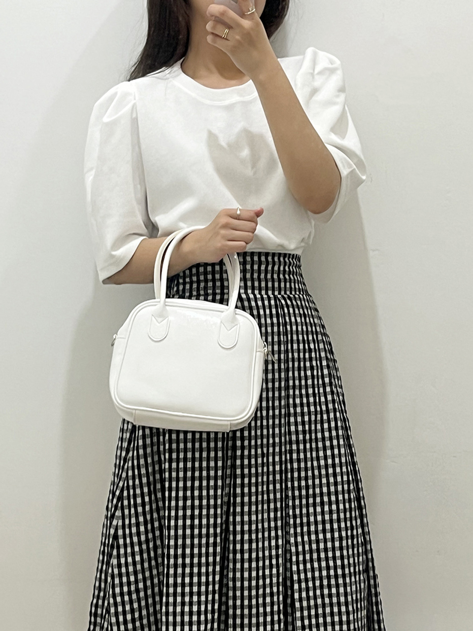 Tammy Square Glossy Silver Mini Tote Bag