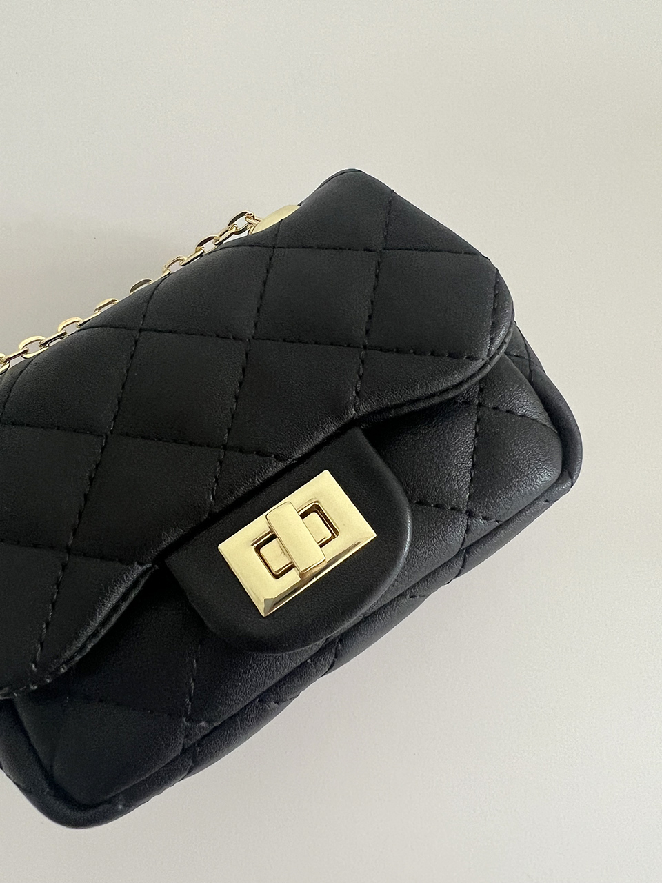 Zuni Quilted Micro Mini Gold Chain Bag