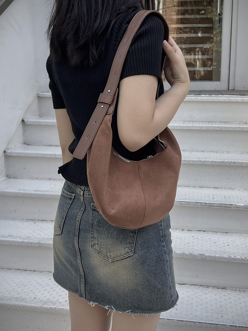 Suede Round Tote Bag/Shoulder Bag