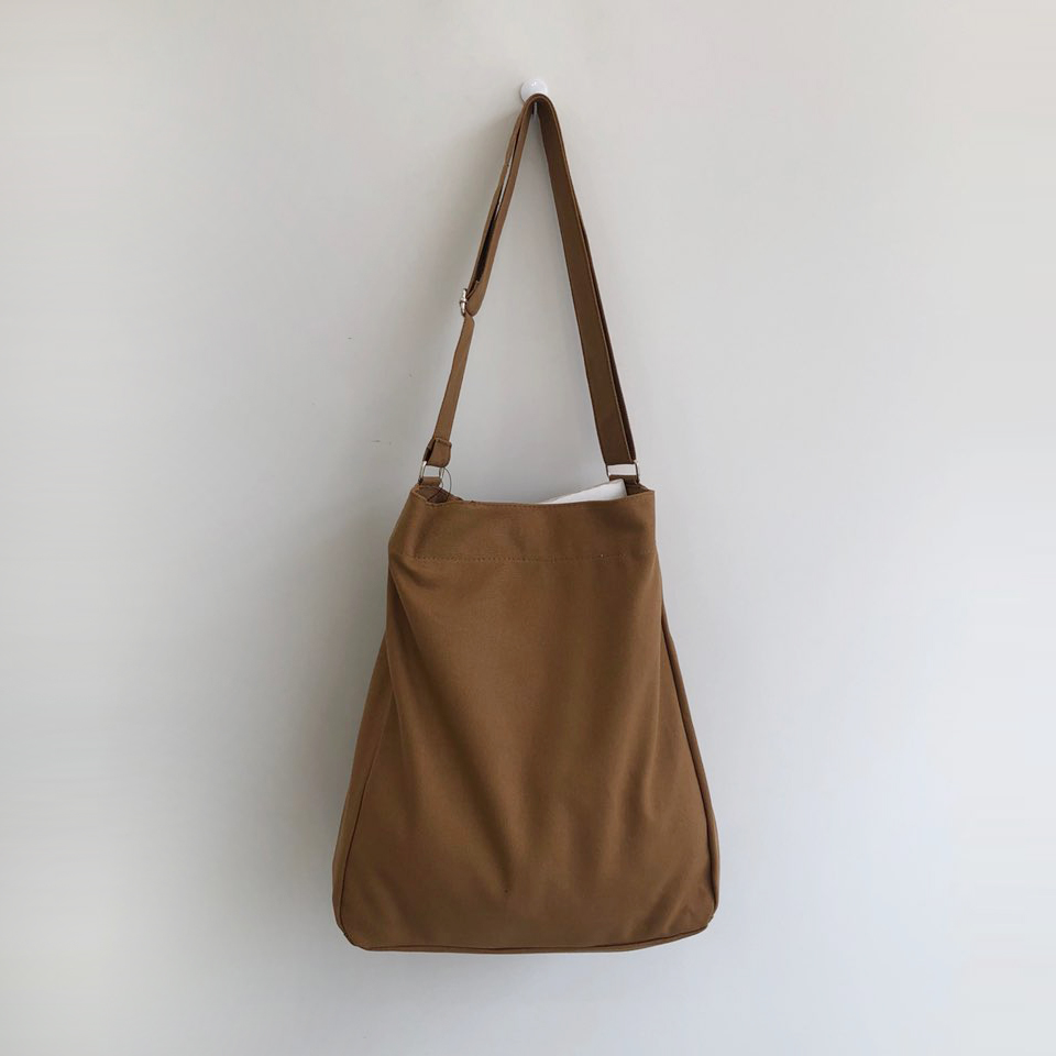 2-Pocket Plain Big Cloth Eco Bag (3 colors)