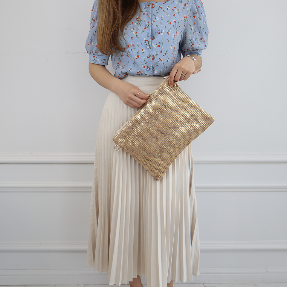 Bling Pearl Rattan Silver Cross Clutch Bag