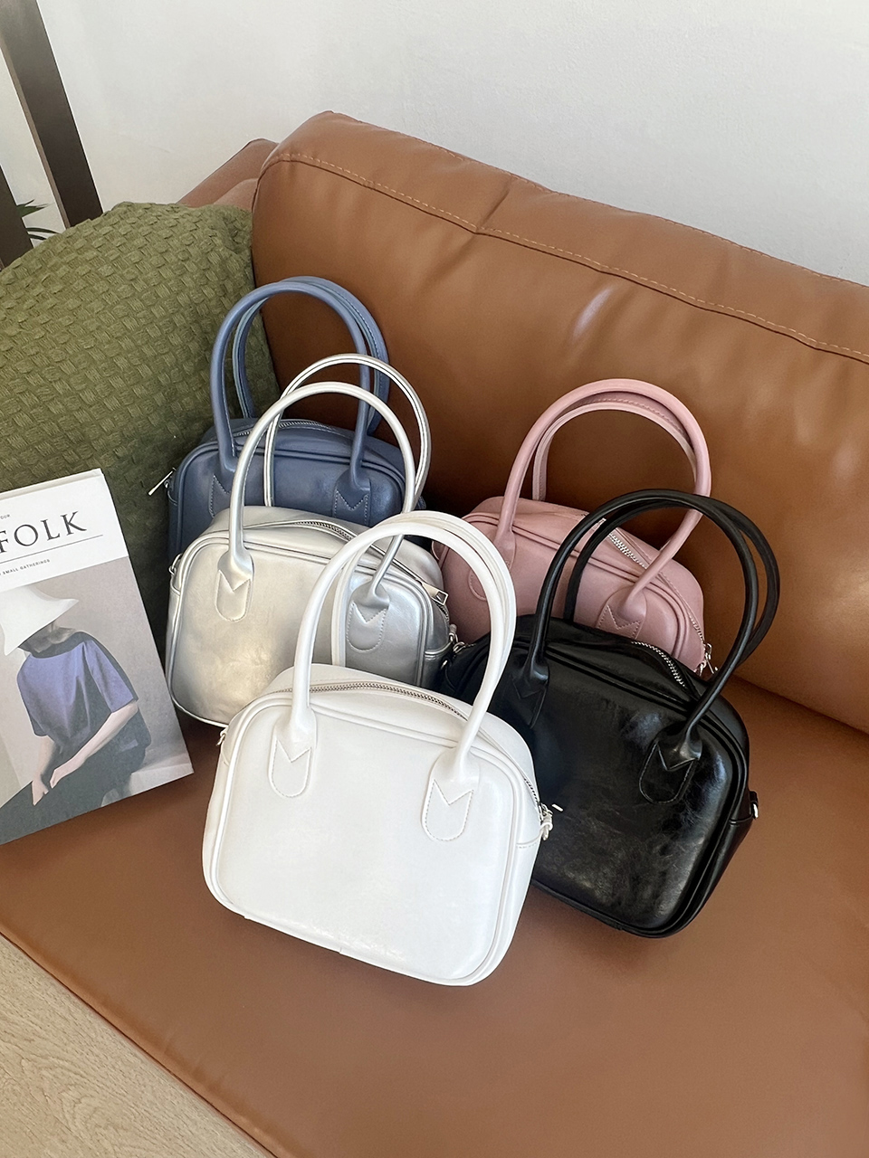 Tammy Square Glossy Silver Mini Tote Bag