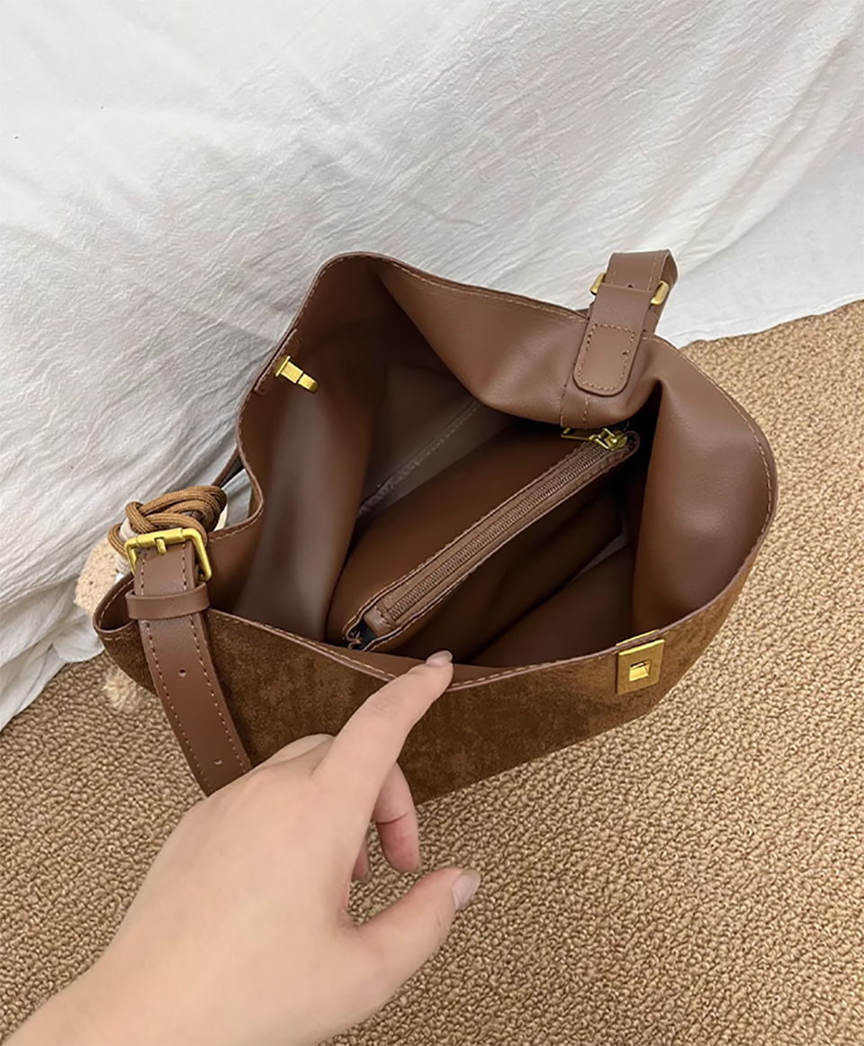 Suede Buckle Big Tote Bag/Shoulder Bag