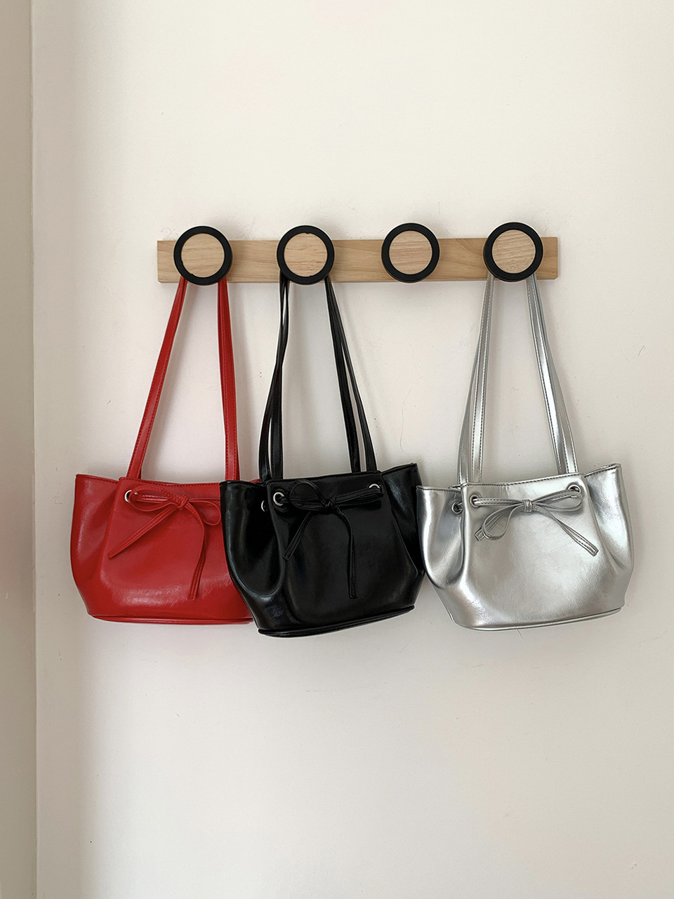 Ribbon Ballet Core Wrinkle Leather Tote Bag (6 colors)