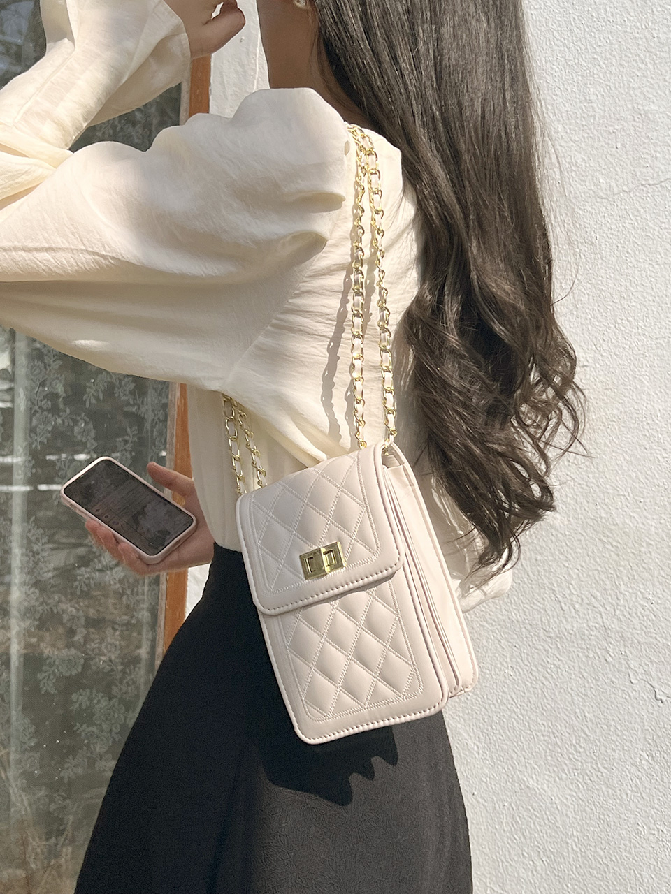 Lotia Quilted Square Chain Mini Shoulder Bag (2 colors)