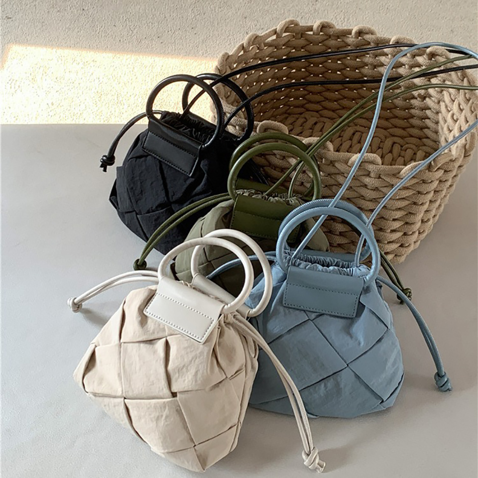Quilted Nylon Mini Bucket Bag (4 colors)