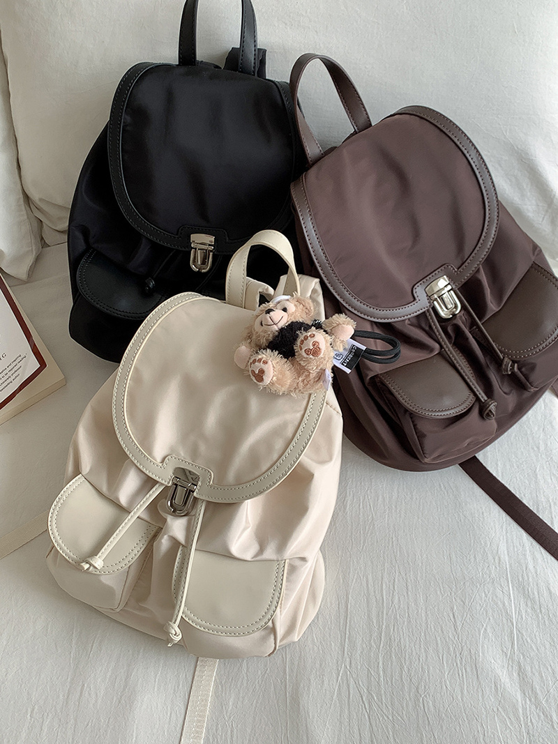 Buckle nylon string pocket daily backpack
