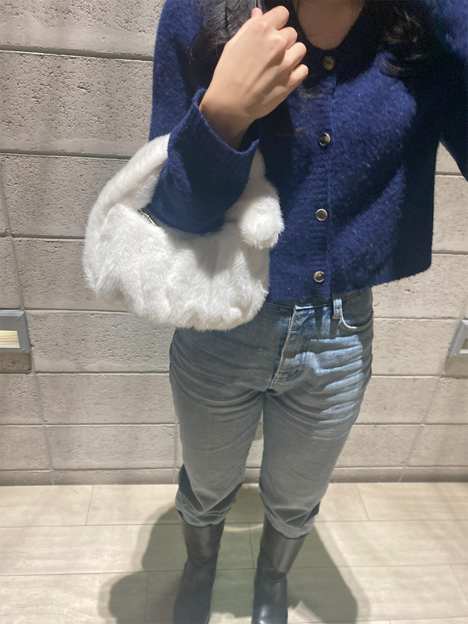 Suwanee Ribbon Fur Shirring Mini Tote Bag