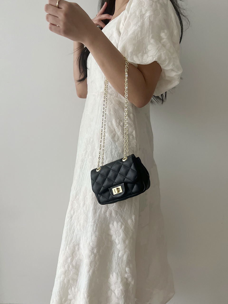 Zuni Quilted Micro Mini Gold Chain Bag
