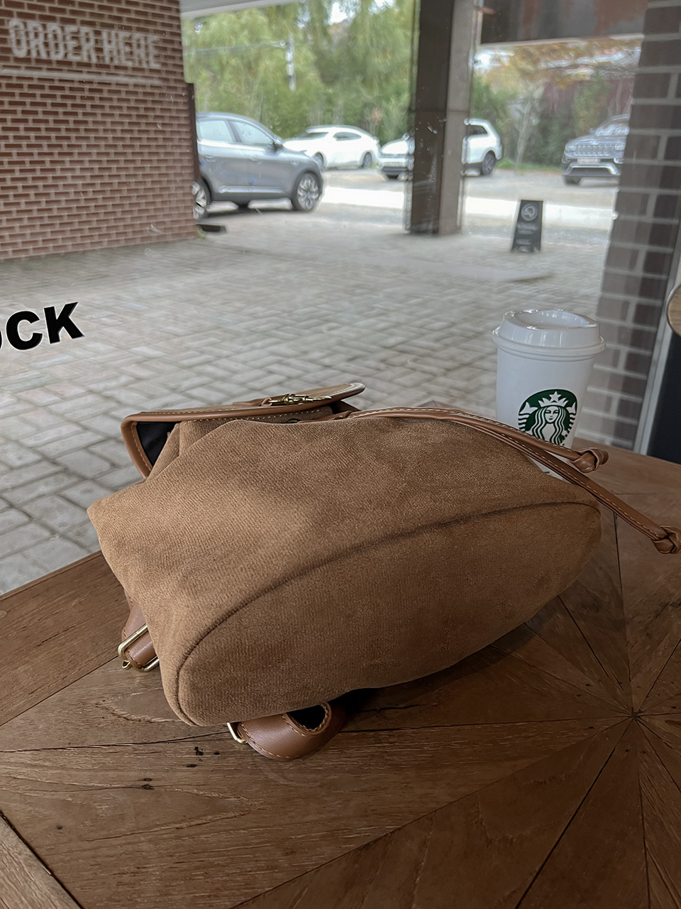 Suede String Buckle Bucket Bag/Backpack
