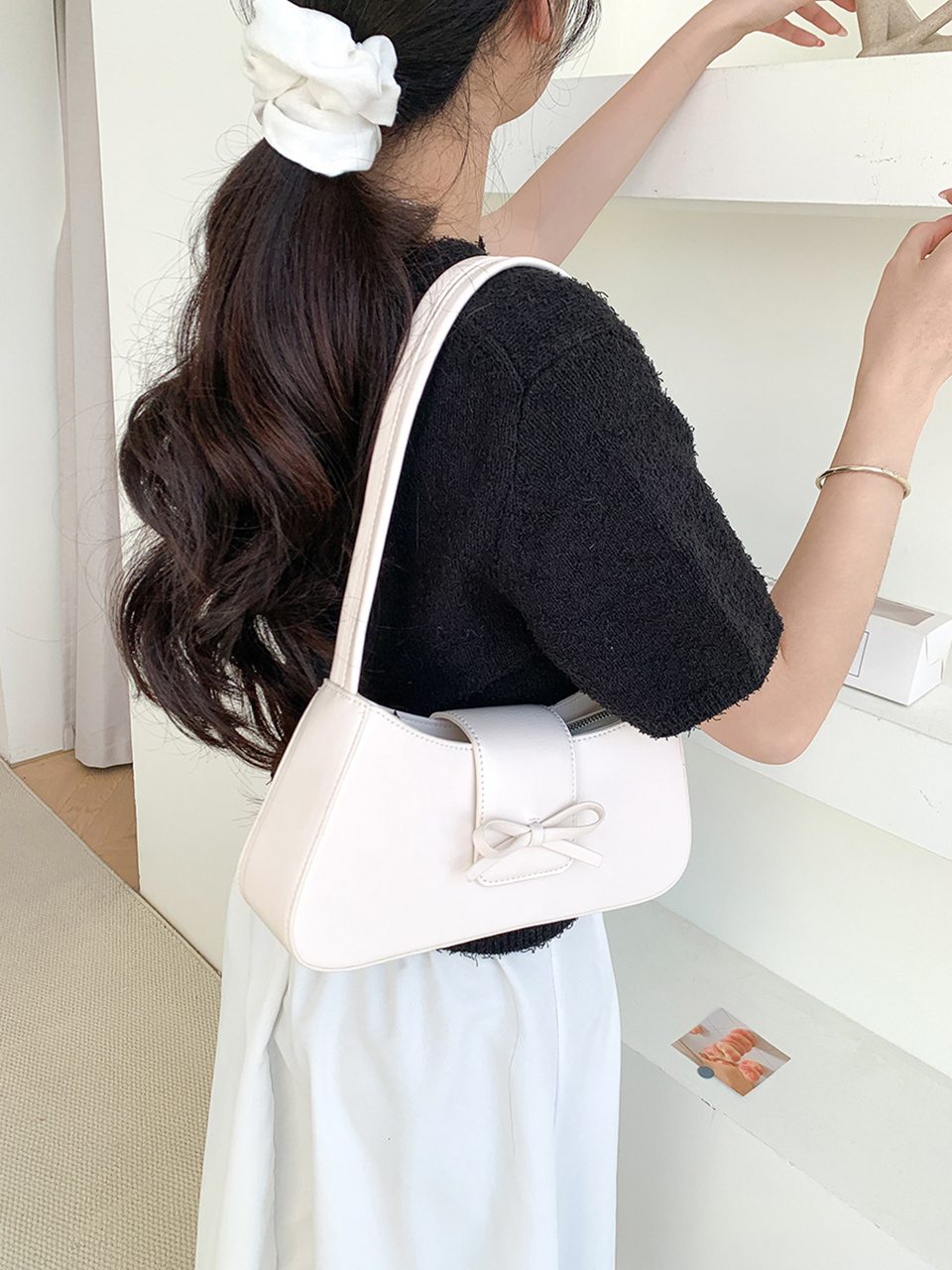 Ballet Core Ribbon Baguette Shoulder Bag