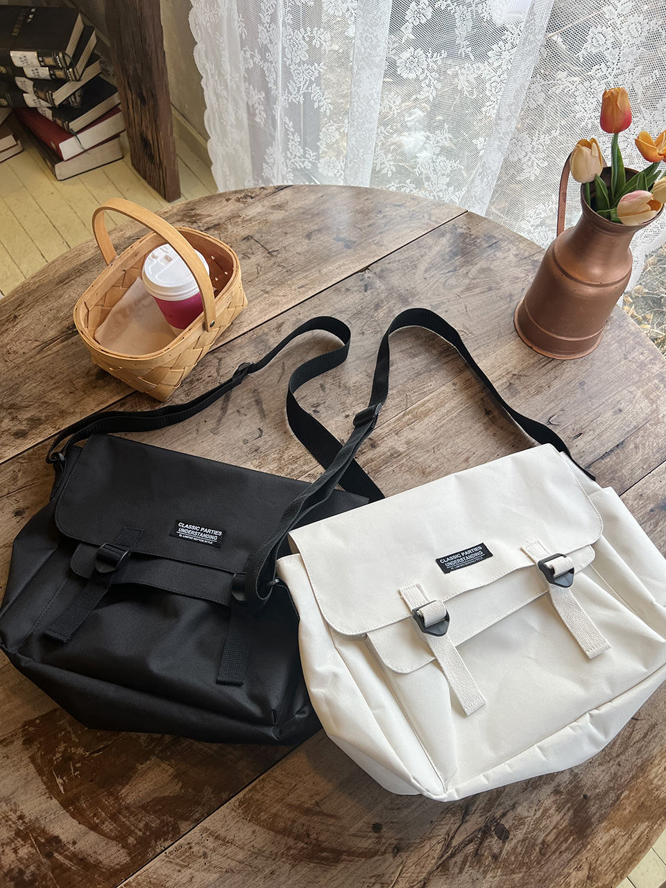 Canvas Classic Zipper Big Cross Messenger Eco Bag (2 colors)