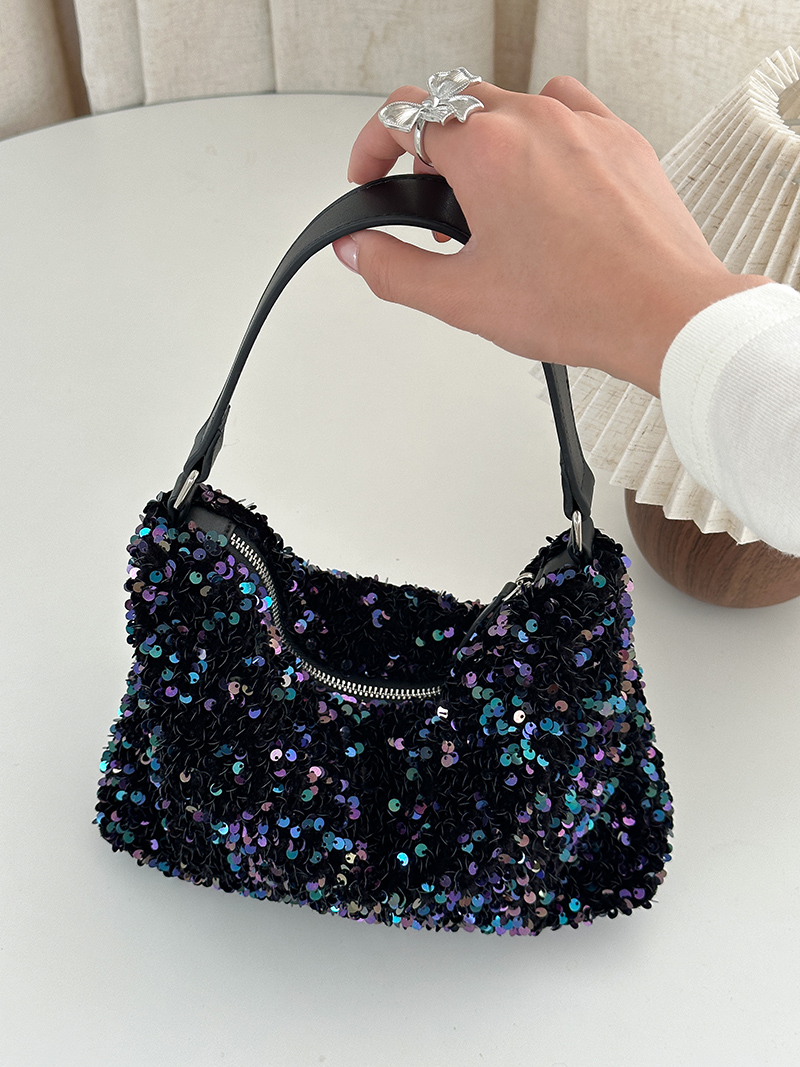 Sequin Zipper Mini Shoulder Bag (3 colors)