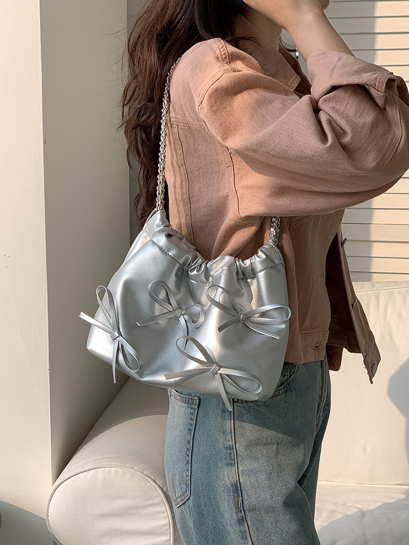 Ribbon Ballet Core Shirring Chain Shoulder Bag (6 colors)