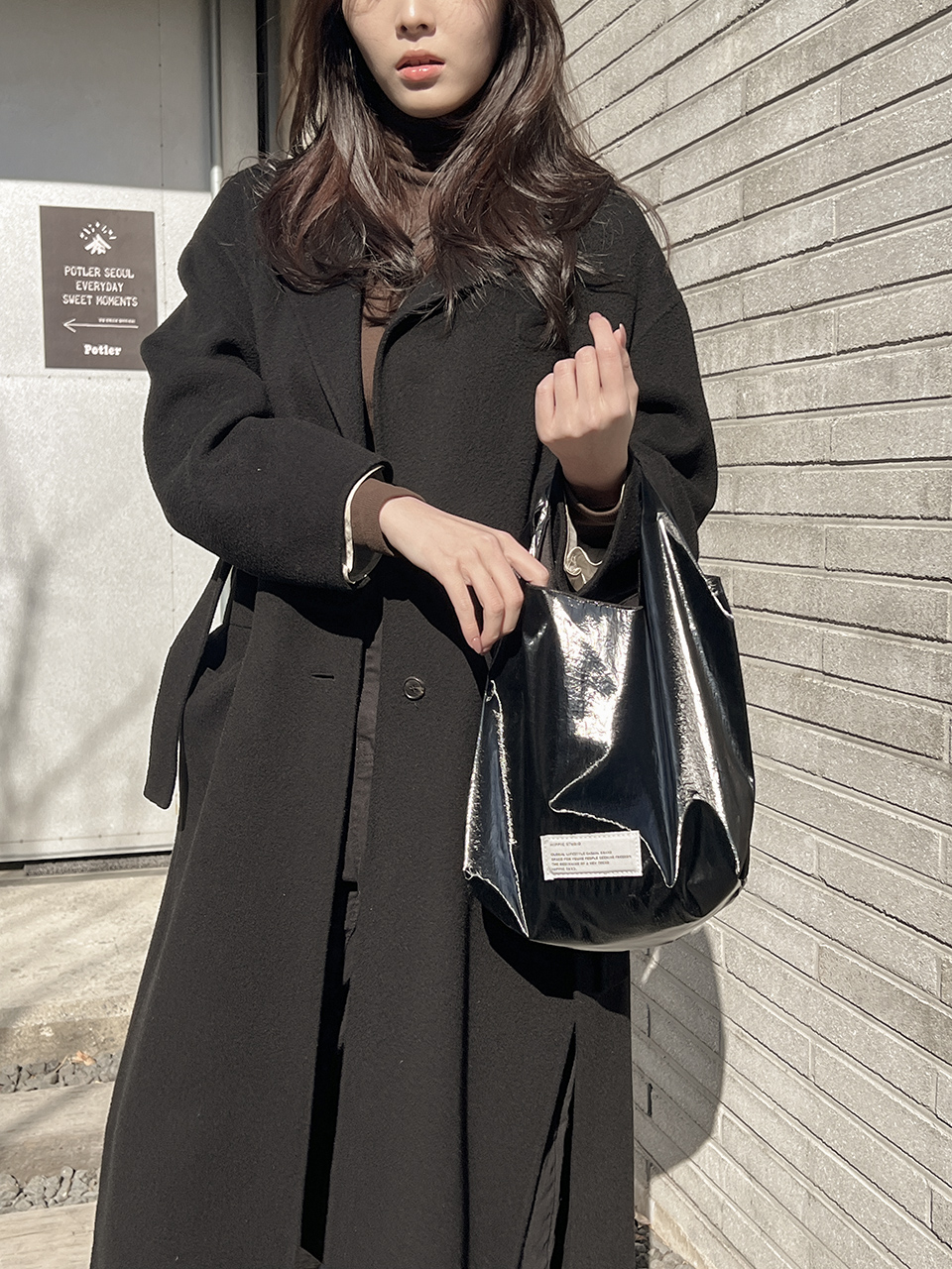 Glossy nylon mini tote bag