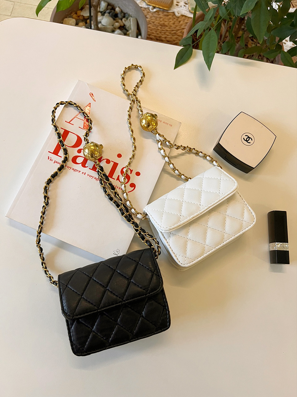 Lotia Quilted Mini Chain Crossbody Bag (2 colors)