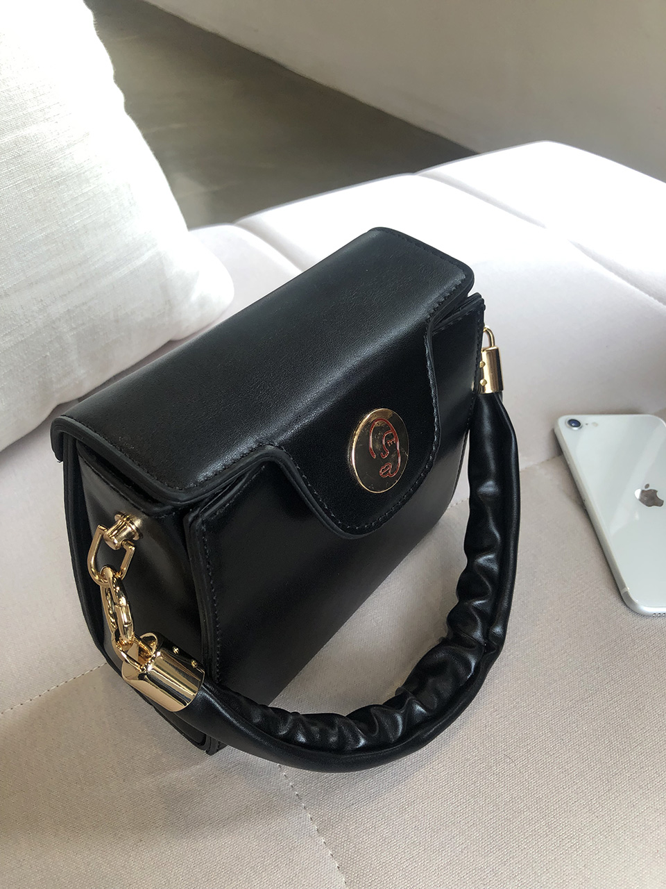 Face Shirring Mini Square Chain Crossbody Bag