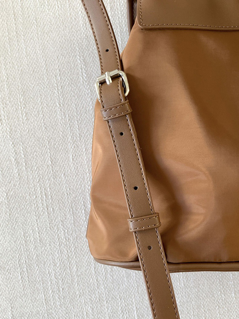 Buckle Faux Leather Nylon Mini Backpack (4 colors)