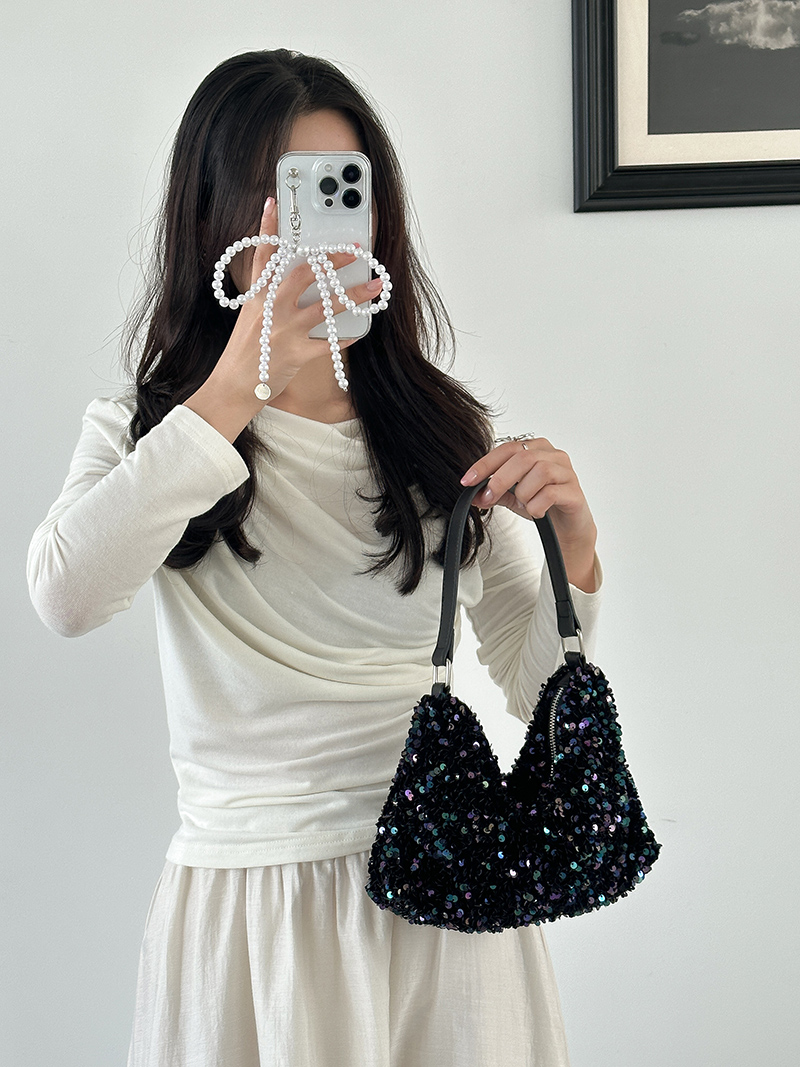Sequin Zipper Mini Shoulder Bag (3 colors)