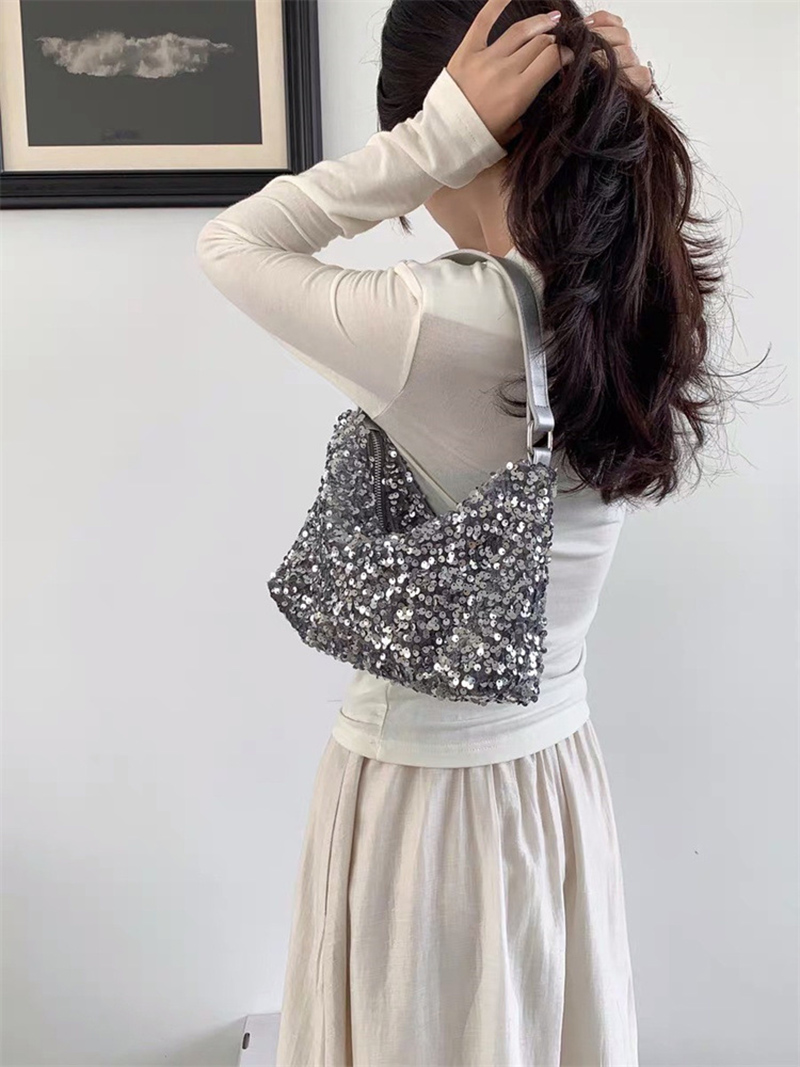 Sequin Zipper Mini Shoulder Bag (3 colors)