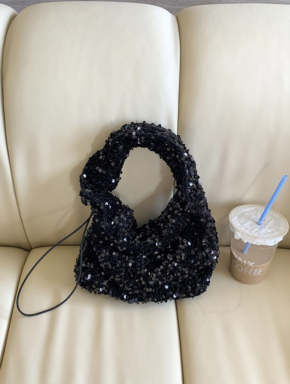 Bling Shirred Silver Mini Tote Bag