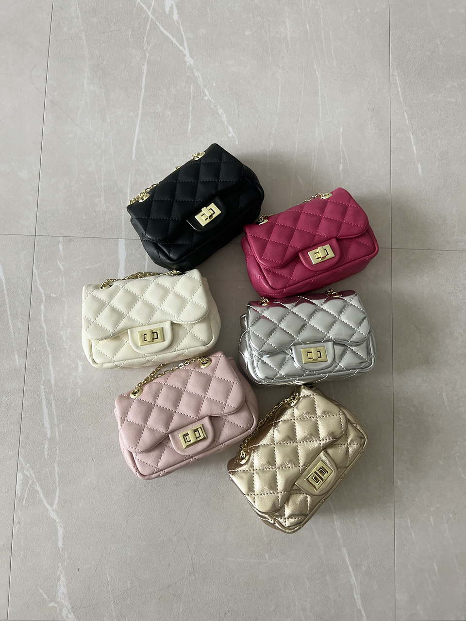 Zuni Quilted Micro Mini Gold Chain Bag