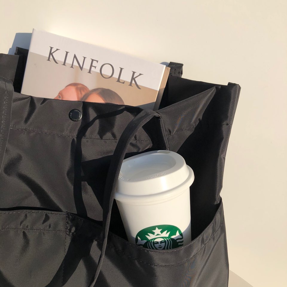 [Waterproof] Twill Two-Pocket Shopper Bag