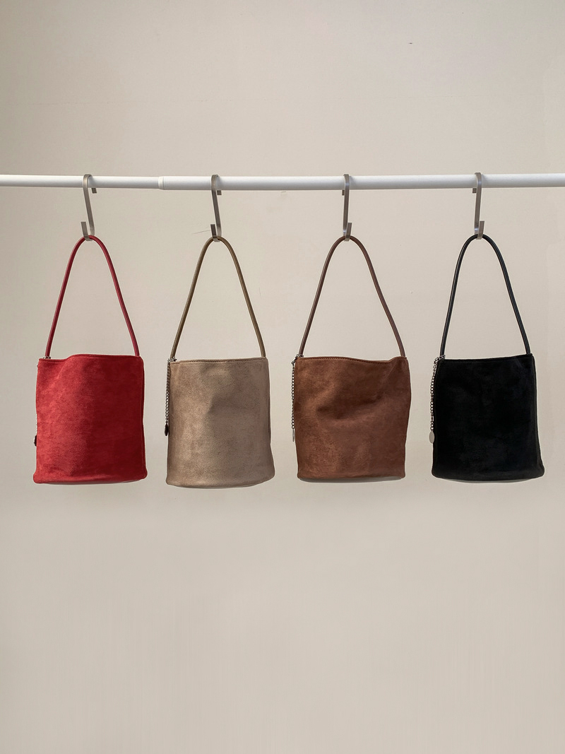 Suede Chain Mini Shoulder Bucket Bag