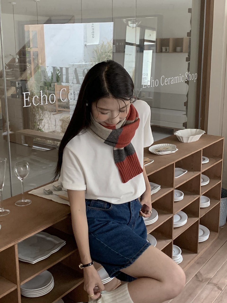 Sleeve Knit Classic Scarf
