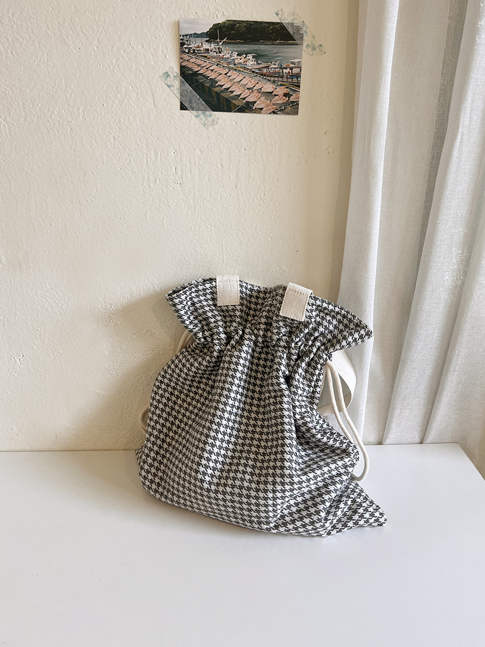 Checkered Bucket Bag Big Shoulder Eco Bag