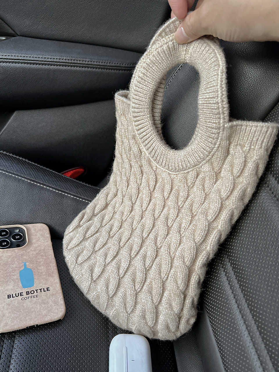 Knit twist crochet mini tote bag