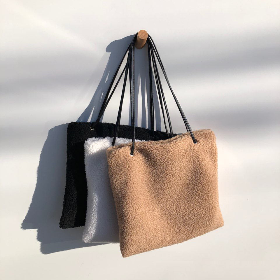 Fleece Leather Drawstring Boa Eco Bag