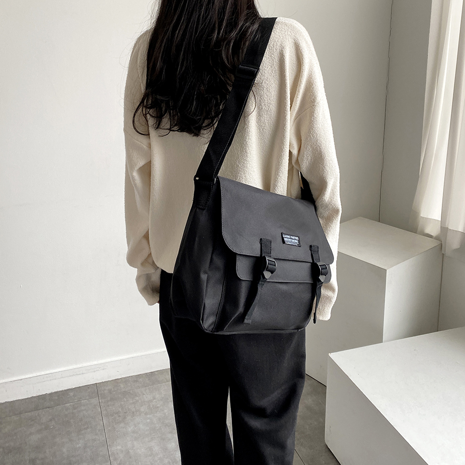 Canvas Classic Zipper Big Cross Messenger Eco Bag (2 colors)