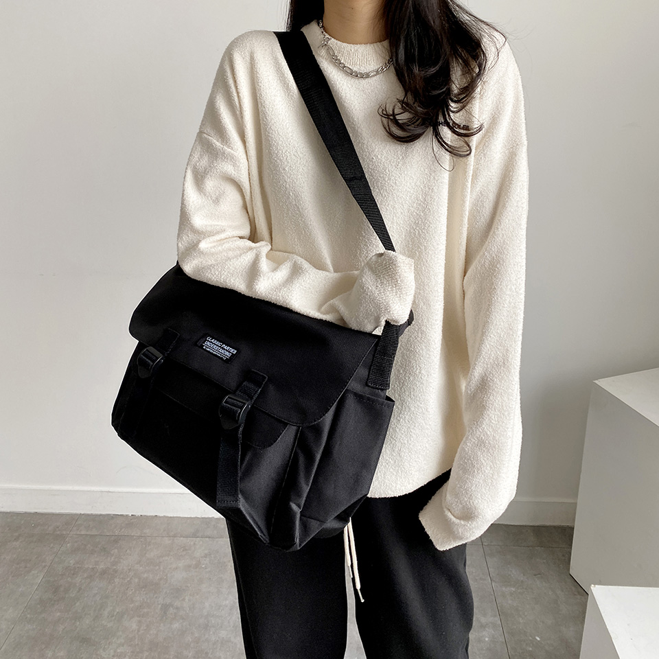 Canvas Classic Zipper Big Cross Messenger Eco Bag (2 colors)