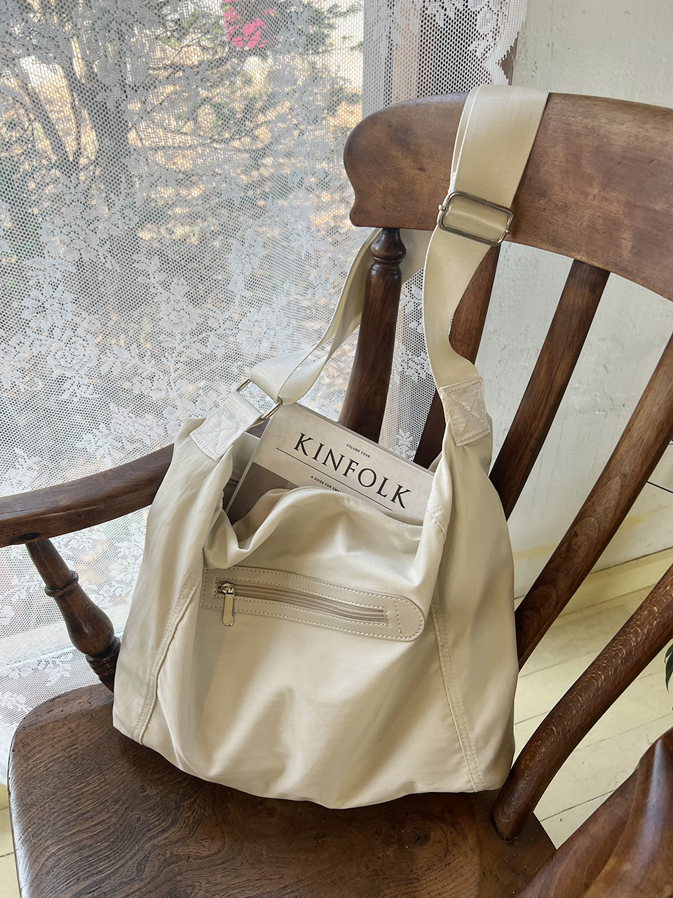 Nylon Zipper Big Cloth Eco Bag (4 colors)