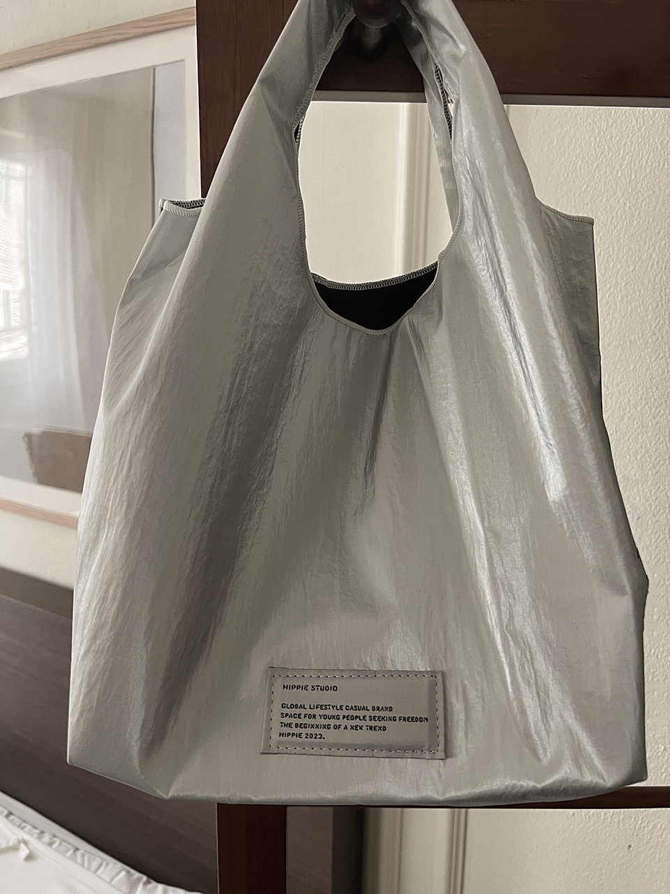Glossy nylon mini tote bag