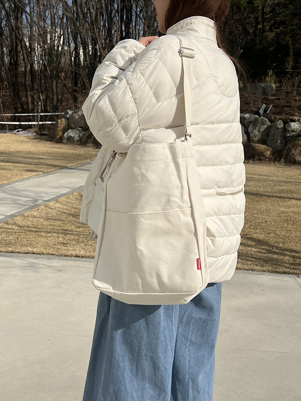 2-Pocket Plain Big Cloth Eco Bag (3 colors)
